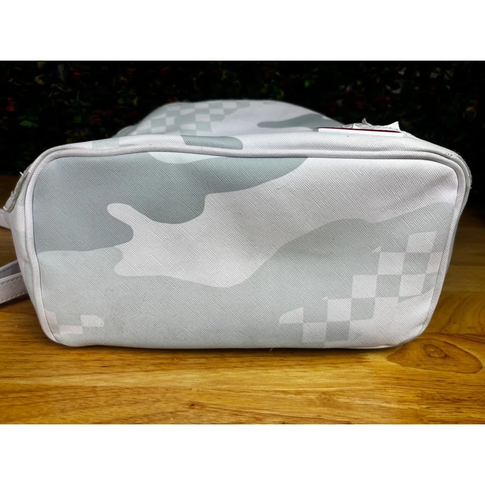 Sprayground 3AM Leblanc Mini Backpack Grey White Checker Shark Mouth Streetwear